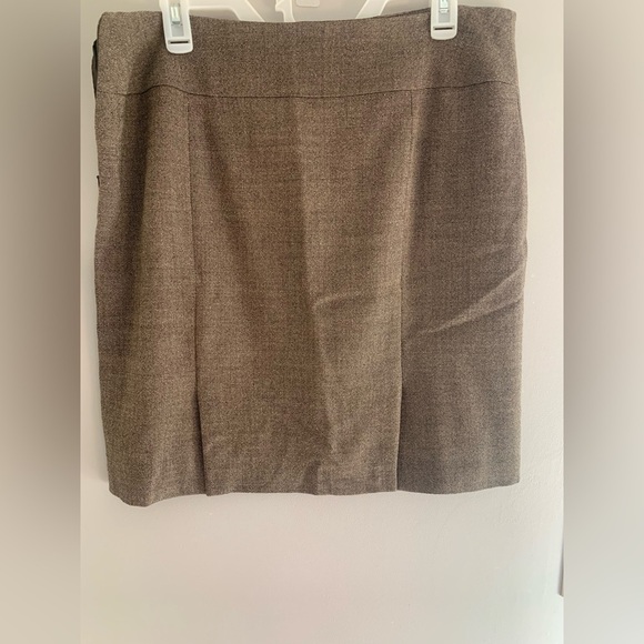 Antonio Melani Womens Mini Skirt 10 Brown Tweed Wool Blend Lined Side Zip Slit - Picture 5 of 10
